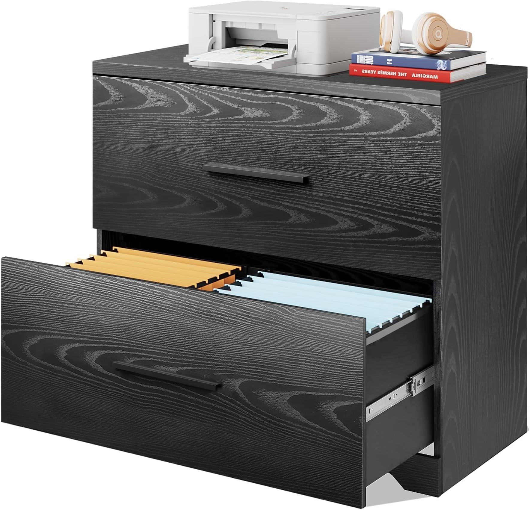 Panana Wood File with a Big Drawer, Mobile Lateral