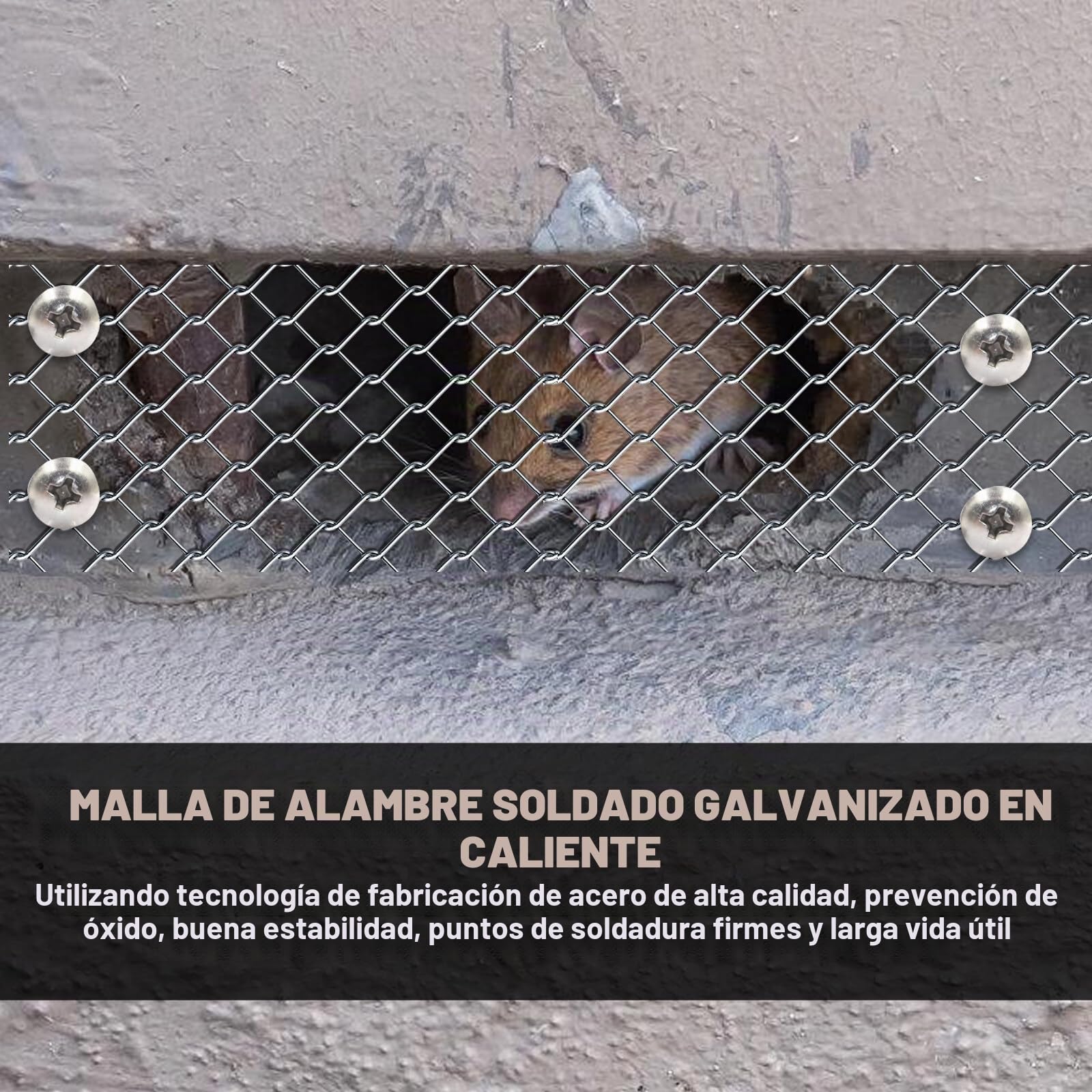 Vaileal Malla de alambre, 10 cm x 6 m, malla de alambre galvanizada en caliente, malla fina, malla de metal para el acceso de protección contra ratas, ardillas y pájaros