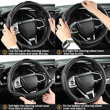 Amazon.com: West Llama 3D 管道皮革方向盤套,適用於Honda