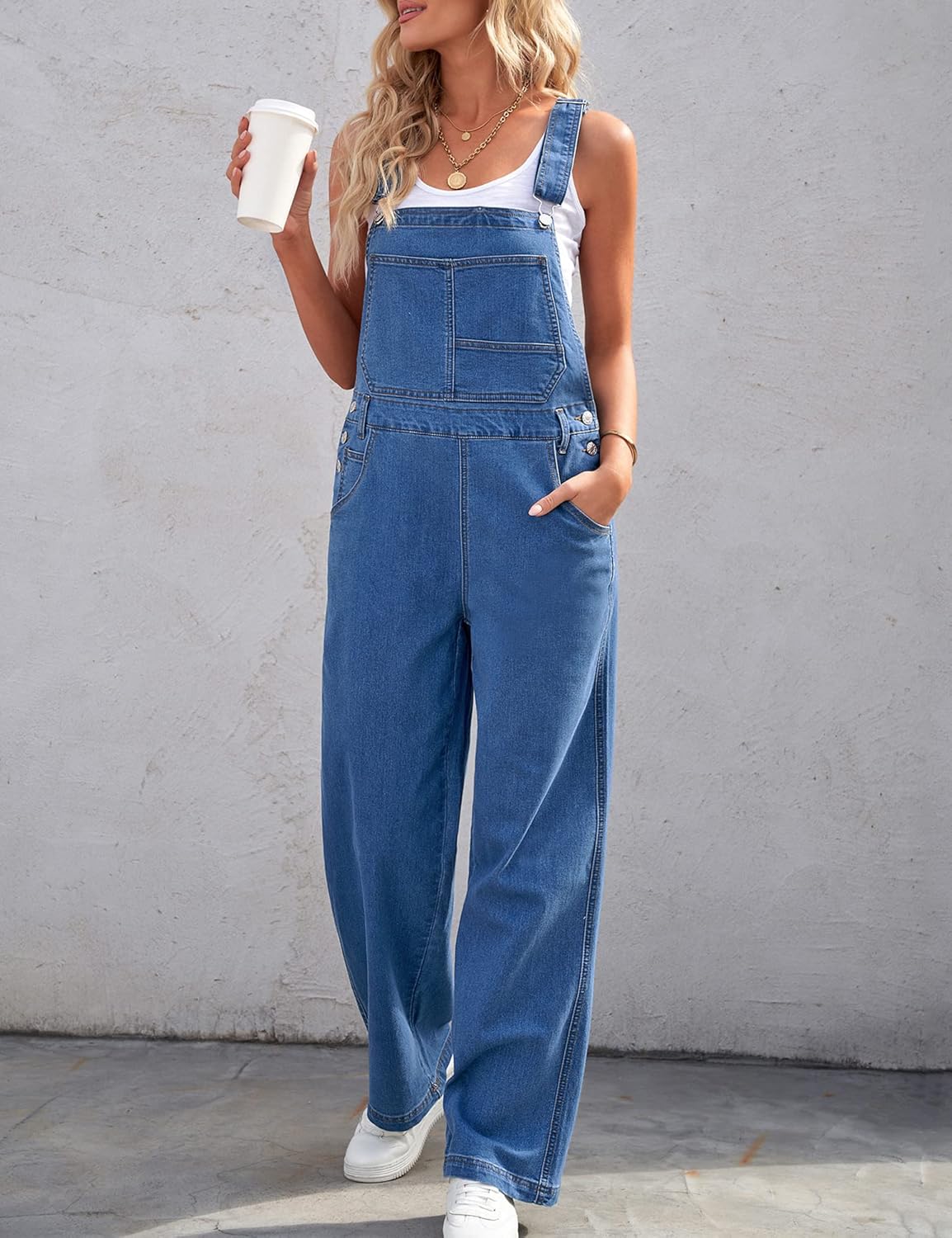 luvamia Overalls Women Loose Fit Denim Bib Baggy Overall Jumpsuit Straight Wide Leg Stretchy Jean Pants Fashion - Image 3
