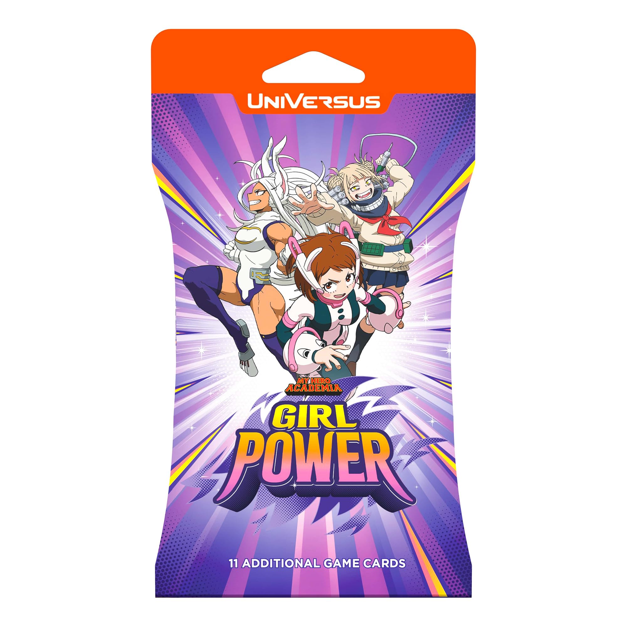 UniVersus My Hero Academia: Girl Power Booster - 11 Card Hanging Pack, Deck-Building Card Game, Powerful Female Characters, Includes Foil Card