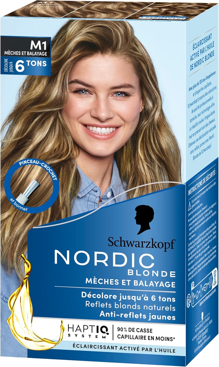 Schwarzkopf Nordic Blonde M1 stralingshoek, permanente haarkleuring, fleurt tot 6 tinten op, met activatorolie & omegaPLEX