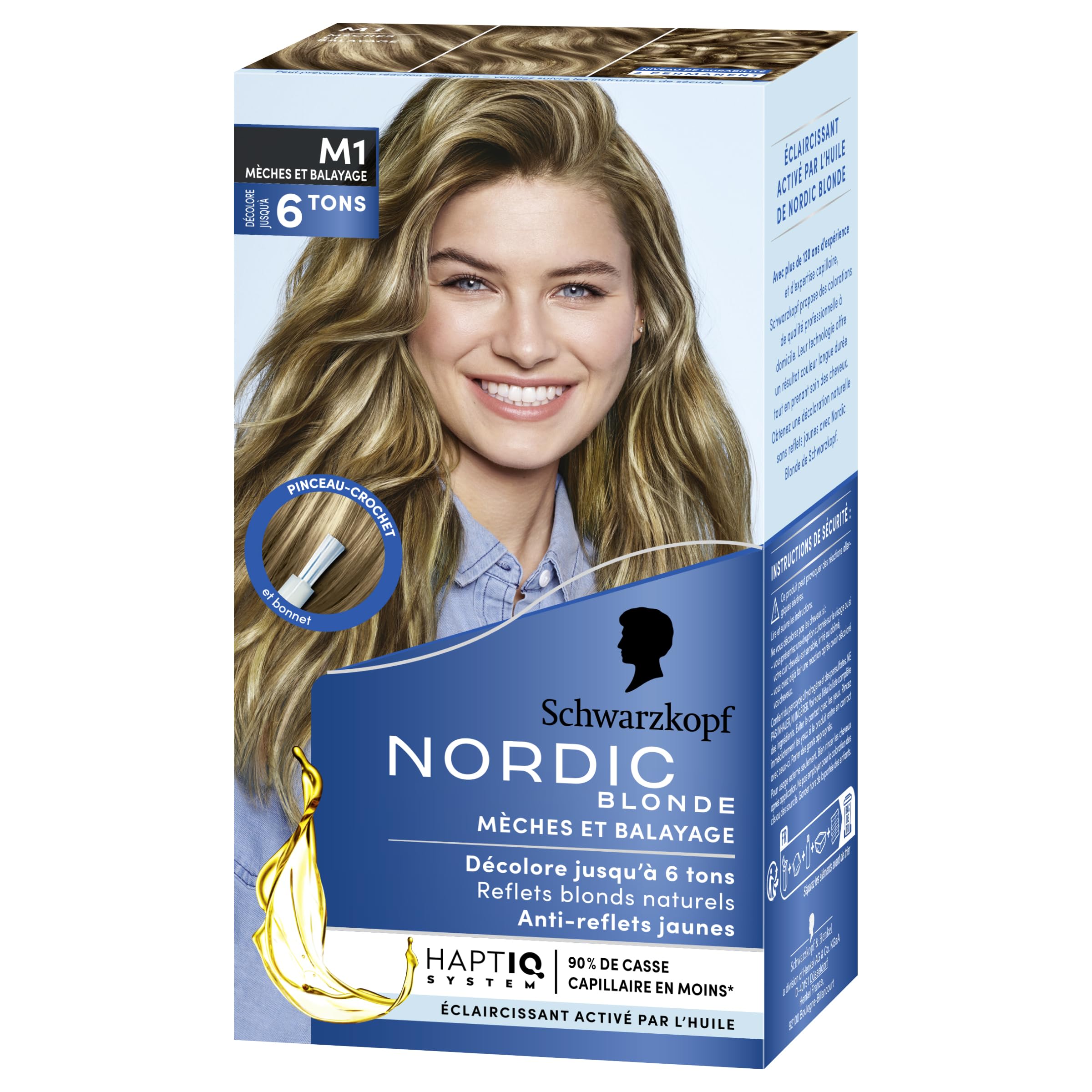 Schwarzkopf Nordic Blonde M1 Mechas Radiantes - Coloración permanente - Aclara hasta 6 tonos - Con aceite activador&OmegaPLEX