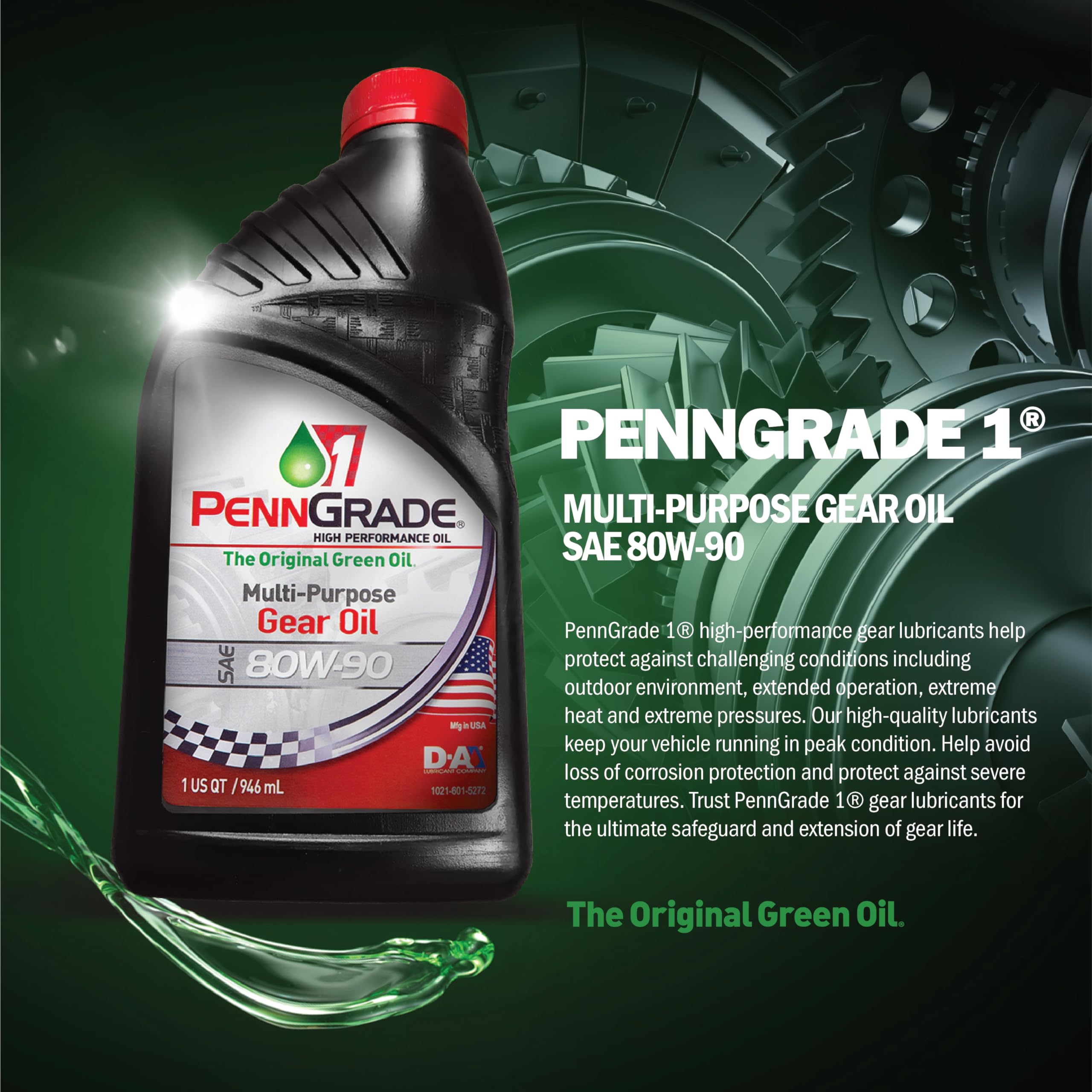 Penn Grade 1, 77296, Classic Multi-Purpose GL-4 Gear Oil SAE 80W-90, 1 Quart (4 Pack)