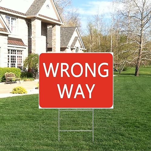 Miniatura 4 de Letreros de advertencia exterior para patio, camino equivocado, impermeable, de plástico corrugado, con estacas en H, decoraciones para lugares