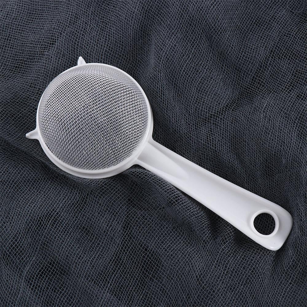 3 Pcs Double-Ear Fine Mesh Strainers, Plastic Food Sieve Strainer Colander Flour Sieve Icing Sugar Sifter Tea Coffee Filter with Long Handle, 6.30 x 2.36 in