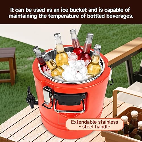 Miniatura 6 de Dispensador de bebidas aislado de 12 litros, dispensador de bebidas frías y calientes con interior de acero inoxidable 304, enfriador de agua