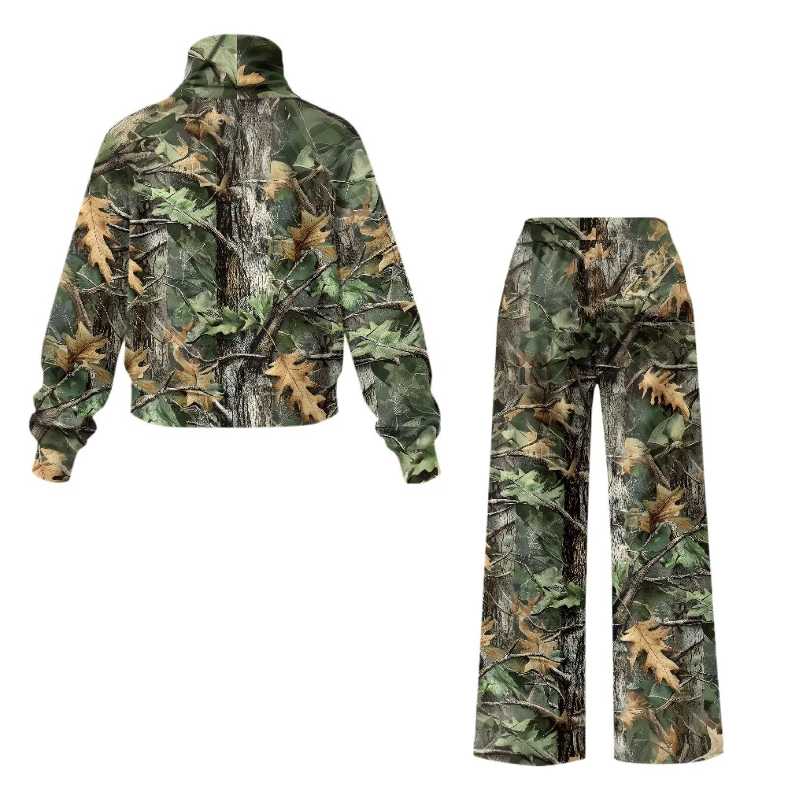 SEANATIVE Conjunto deportivo de 2 piezas para mujer, casual, cuello alto, sudadera y pantalones de pierna ancha, conjunto de chándal de gran tamaño a juego