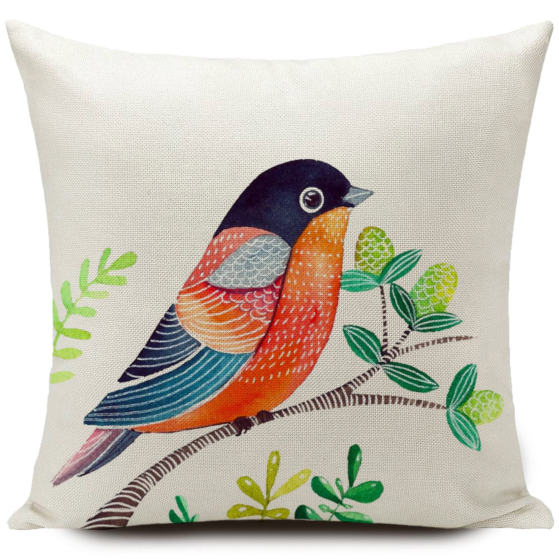 HUASHUZI Housse de Coussin Oiseaux Exterieur Impermeable Salon de Jardin Exterieur Coussin canape 45x45cm Coussins pour canapé Deco scandinave Decoration Lot de 4