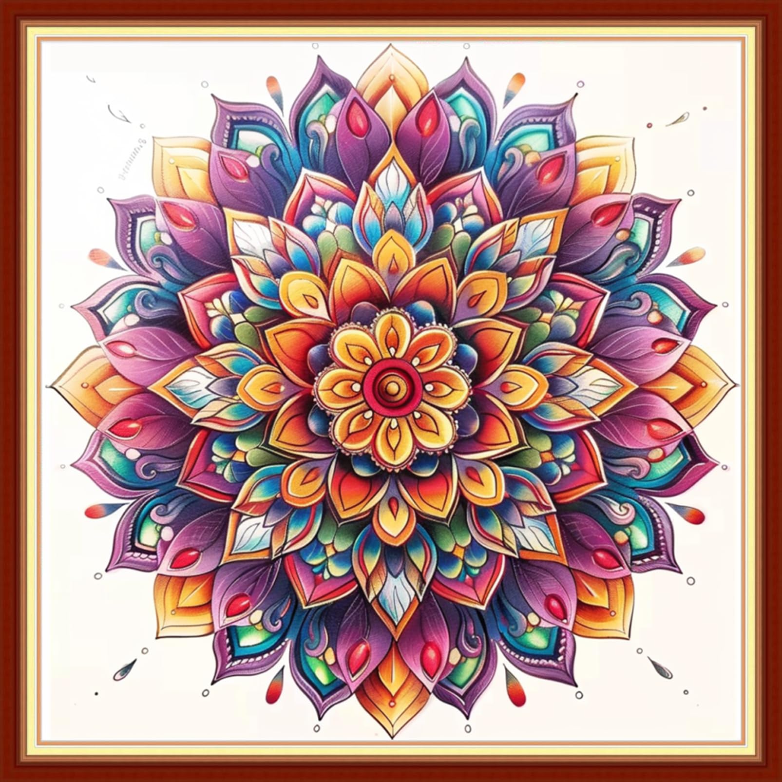 Magxvouy Cross Stitch Kits Stamped Full Range of Embroidery Kits,Cross Stitch Patterns Needlework Kits for Beginners 11CT Printed Kits&amp;Colorful Mandala 18x18 inch
