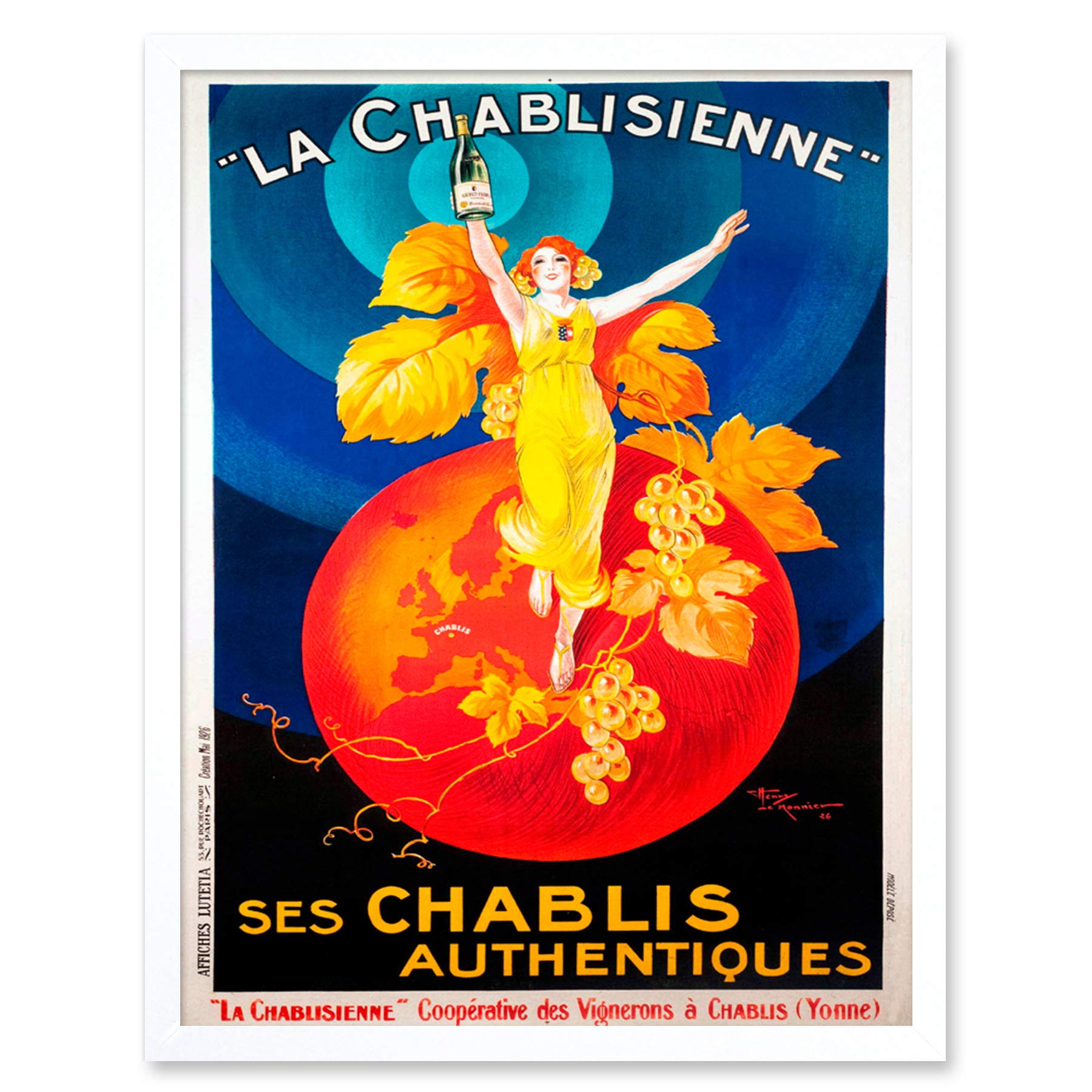Wee Blue Coo Chablis Wine Vintage Art Print Framed Poster Wall Decor 12x16 inch