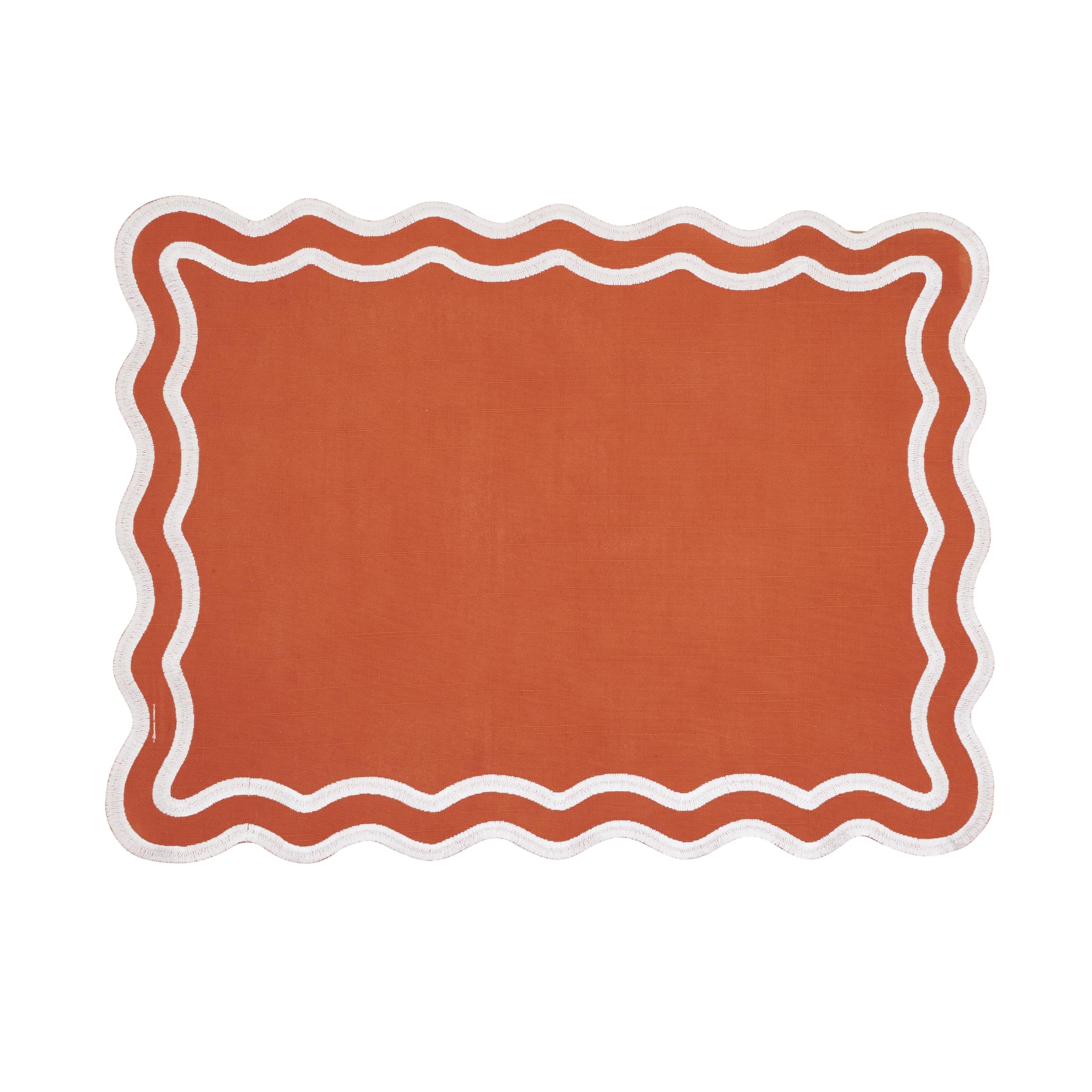 SARO Lifestyle Lot de 4 Sets de Table brodés festonnés – Sets de Table décoratifs en Coton pour Salle à Manger Quotidienne, Divertissement décontracté et Style de Table superposé, 35,6 x 50,8 cm