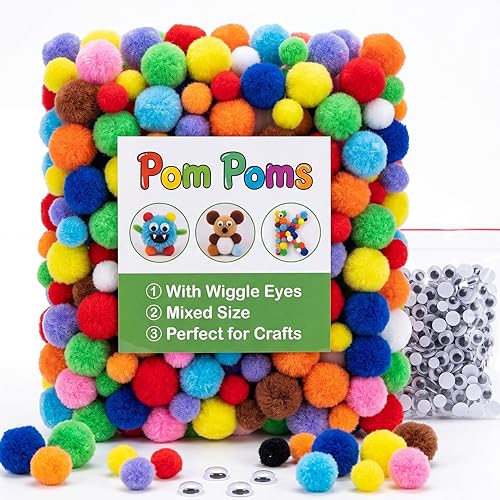 RAINFLOW Colorful Pom Poms for Crafts - 1000 Pcs Mixed