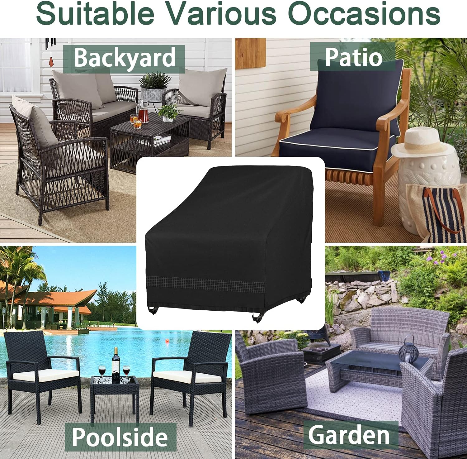 GARDRIT Patio Chair Covers for Outdoor Furniture, 100% Waterproof Patio Furniture Covers, Durable 600D Oxford Polyester Anti-UV Outdoor Chair Covers 35" W x 38" D x 31" H, 2 Pack : Patio, Lawn & Garden