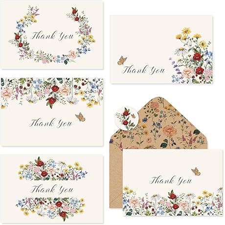 Whaline Vintage Wildflower Thank You Cards