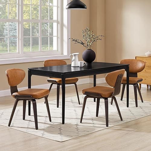 Miniatura 11 de Art Leon Sillas de comedor tapizadas, sillas de comedor modernas de mediados de siglo, silla auxiliar sin brazos de piel sintética con patas de