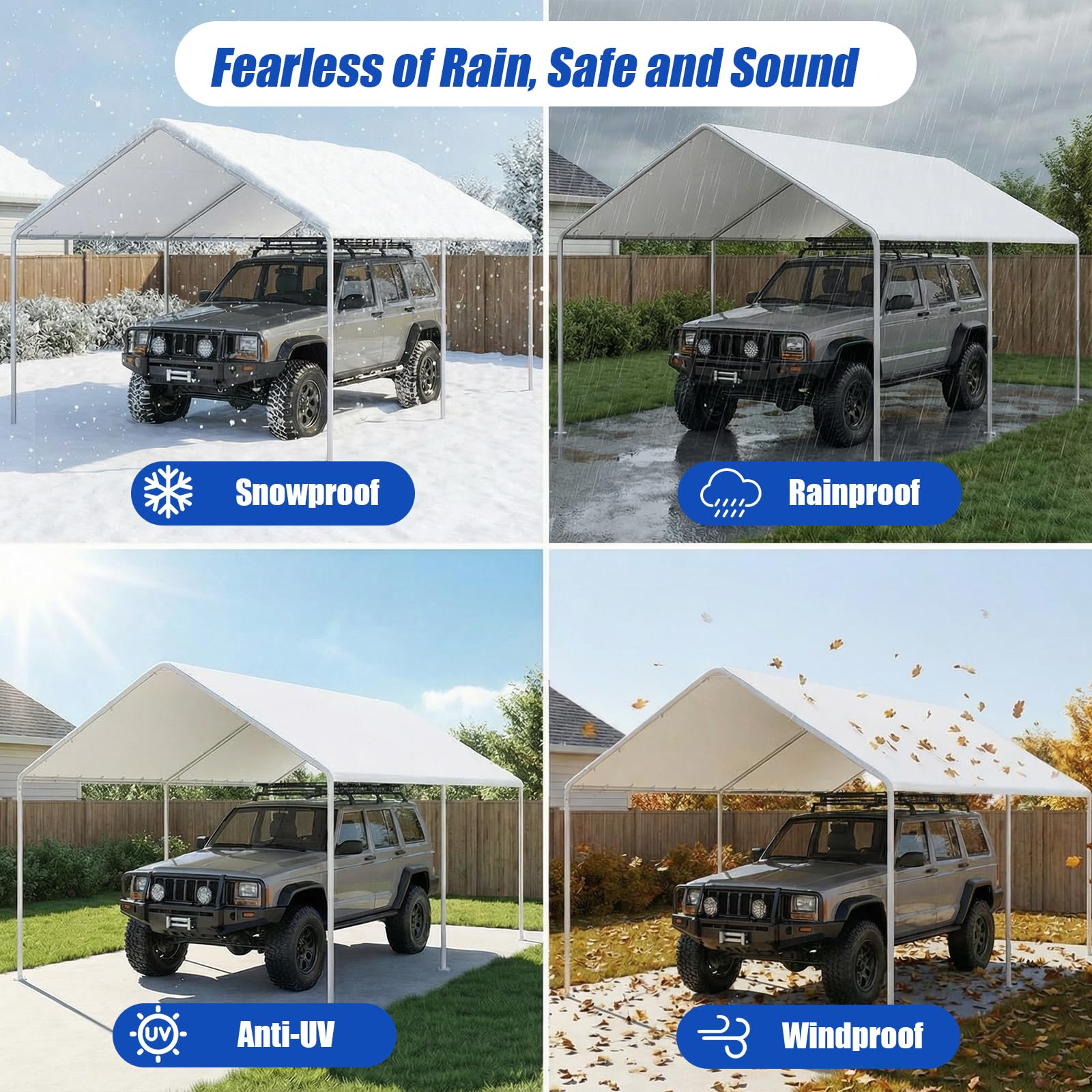 Carport Canopy Cover - 10x20ft Heavy Duty -6 Carport Canopy Cover - 10x20ft Heavy Duty -6