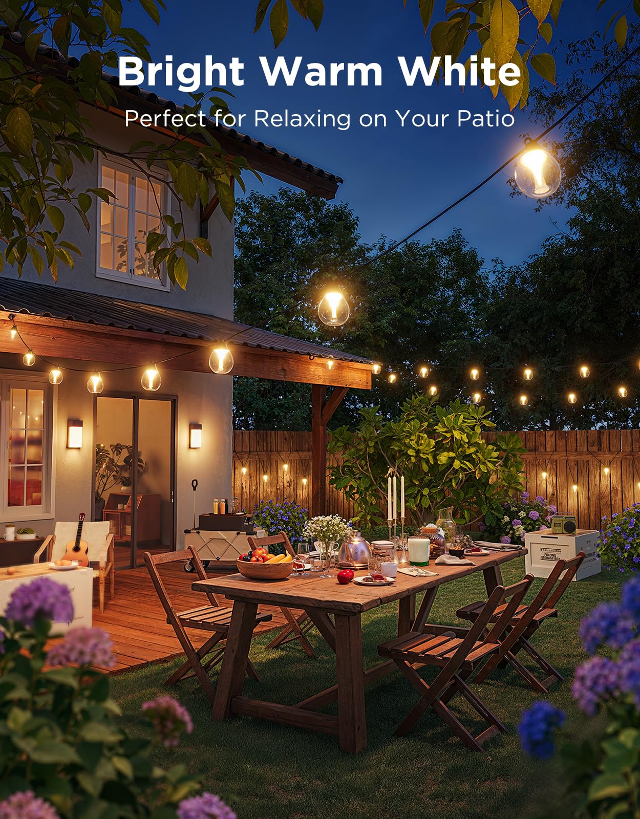 Govee Outdoor Clear Bulb String Lights, 15M Dimmable RGBWIC Outdoor Lights with 16 Million Color and 111 Scene Modes - Image 4