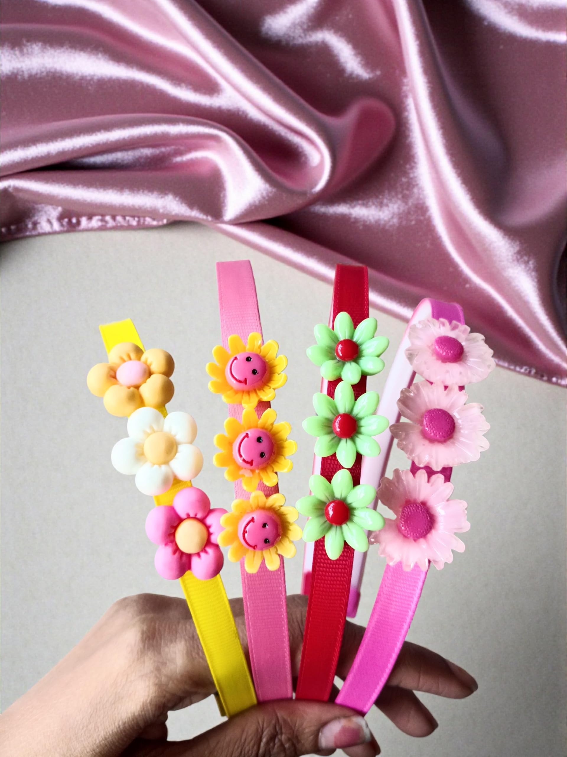 Neobaby Colorful Hair Accessories Set, Cute Cartoon Design Headbands, Ribbon Hair Bands for Girls Kids (Random Design, Pack of 4 Pcs) 3
