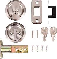 Vista 5 de Stone Harbor Hardware Cerradura de puerta de bolsillo redondo, función de entrada, fondo de 2-3/8", níquel satinado