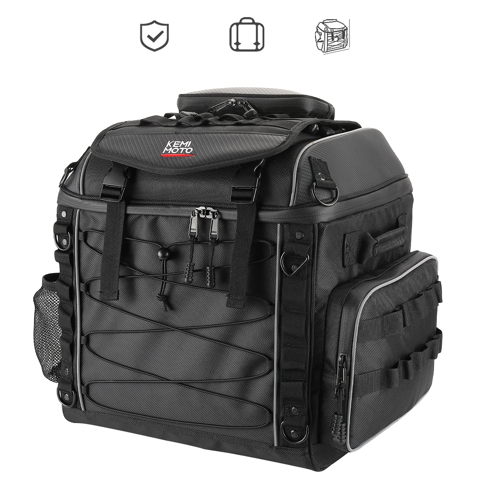 Kemimoto Motorcycle Travel Luggage, Motorcycle Tail Bag for Softail