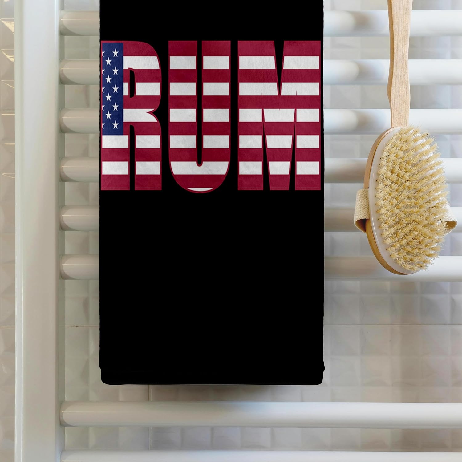 3dRose USA American Patriotic Typography-Donald Trump-Black 22x30 Bath Hand Pool Towel
