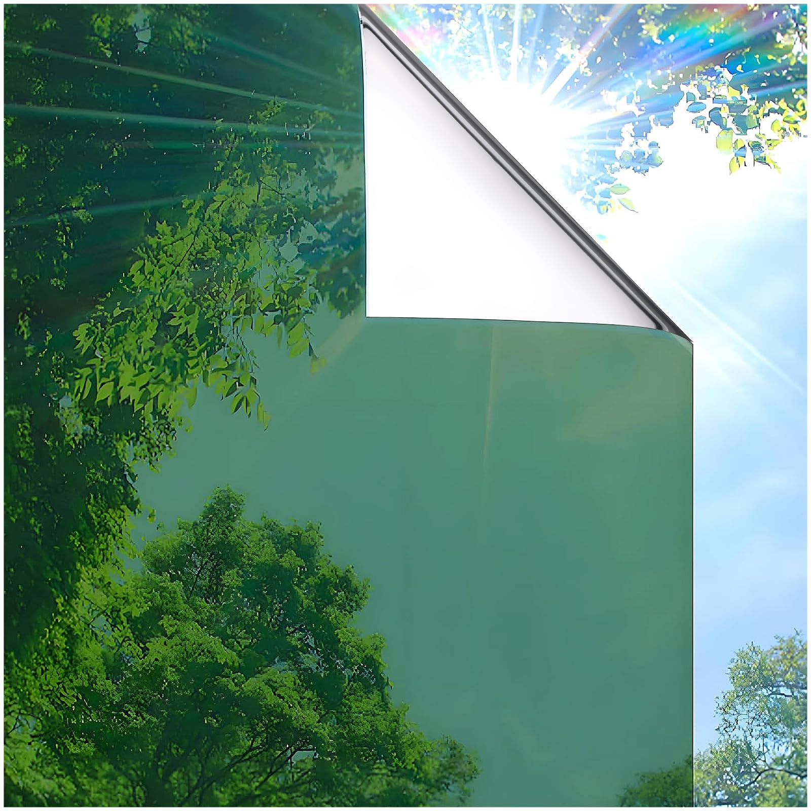 Coavas One Way Privacy Window Film Heat &amp; Glare Control, 23.6"x78.7" Green