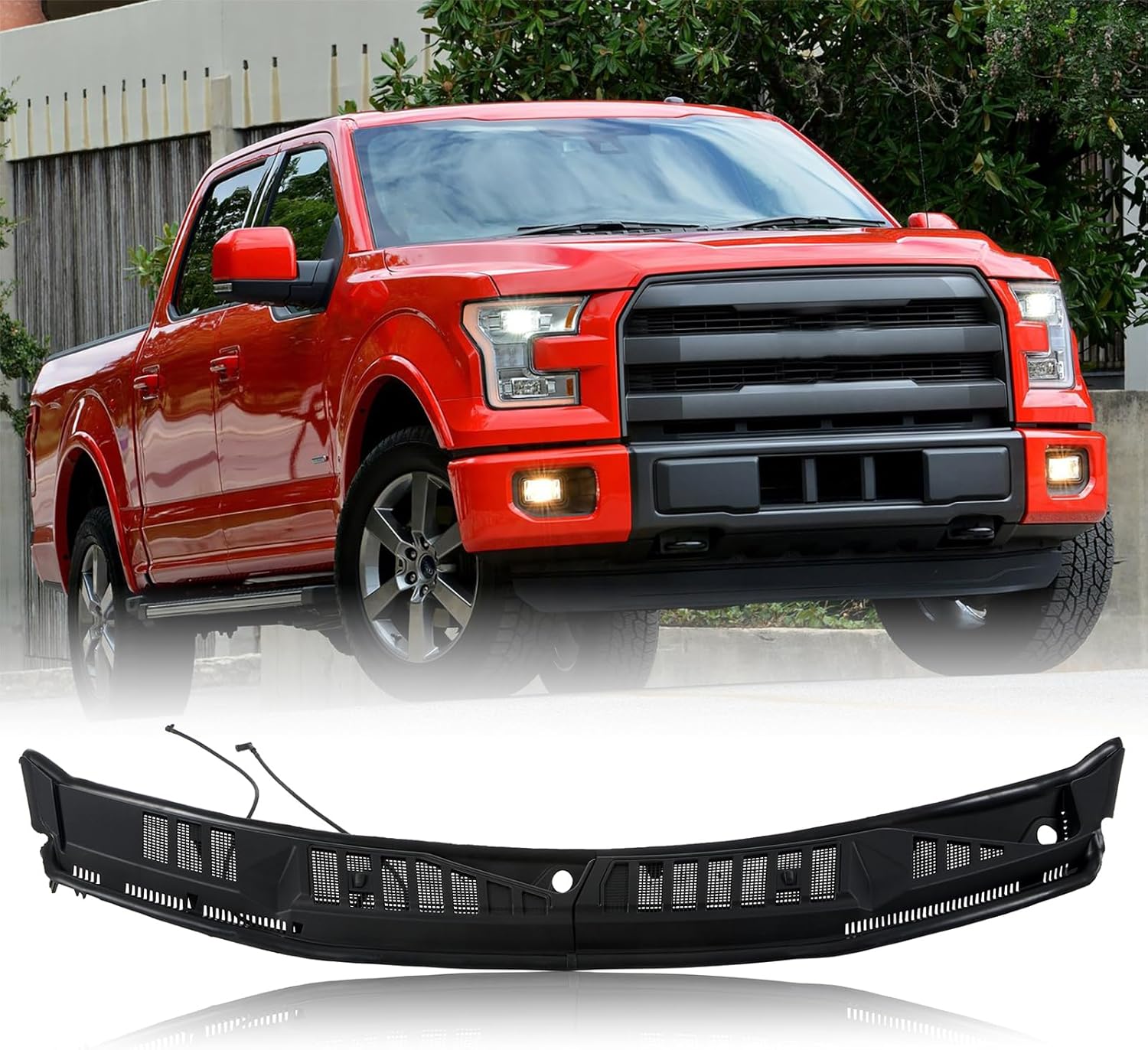 Windshield Wiper Cowl Panel Cover Compatible with 2015 2016 2017 2018 2019 2020 Ford F150, Black Replacement Front Window Vent Panel for 15-20 F-150 FL3Z15022A69B