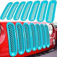 Vista 10 de 7 piezas de insertos de malla para parrilla frontal para Jeep Wrangler JK JKU Unlimited 2007 2008 2009 2010 2011 2012 2013 2014 2015 2016 2017 2018