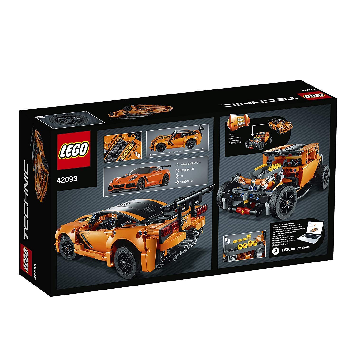 LEGO Technic Chevrolet Corvette ZR1, Collezione Auto da Corsa, Replica di Macchina Hot Rod 2 in 1, 42093