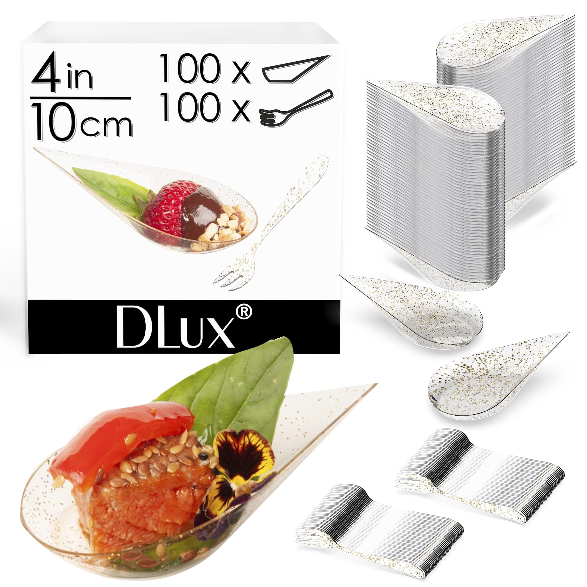DLux 100 4in Tear Drop Mini Appetizer Plates