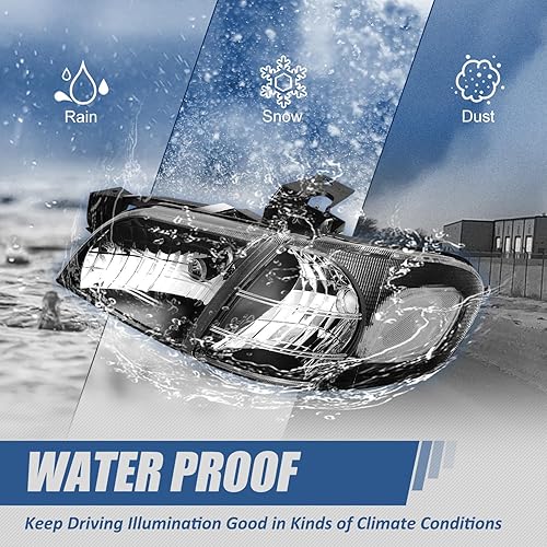 Miniatura 6 de Auto Dynasty 4 faros delanteros de esquina transparentes de carcasa negra + lámparas de esquina compatibles con Venture Silhouette Montana Trans