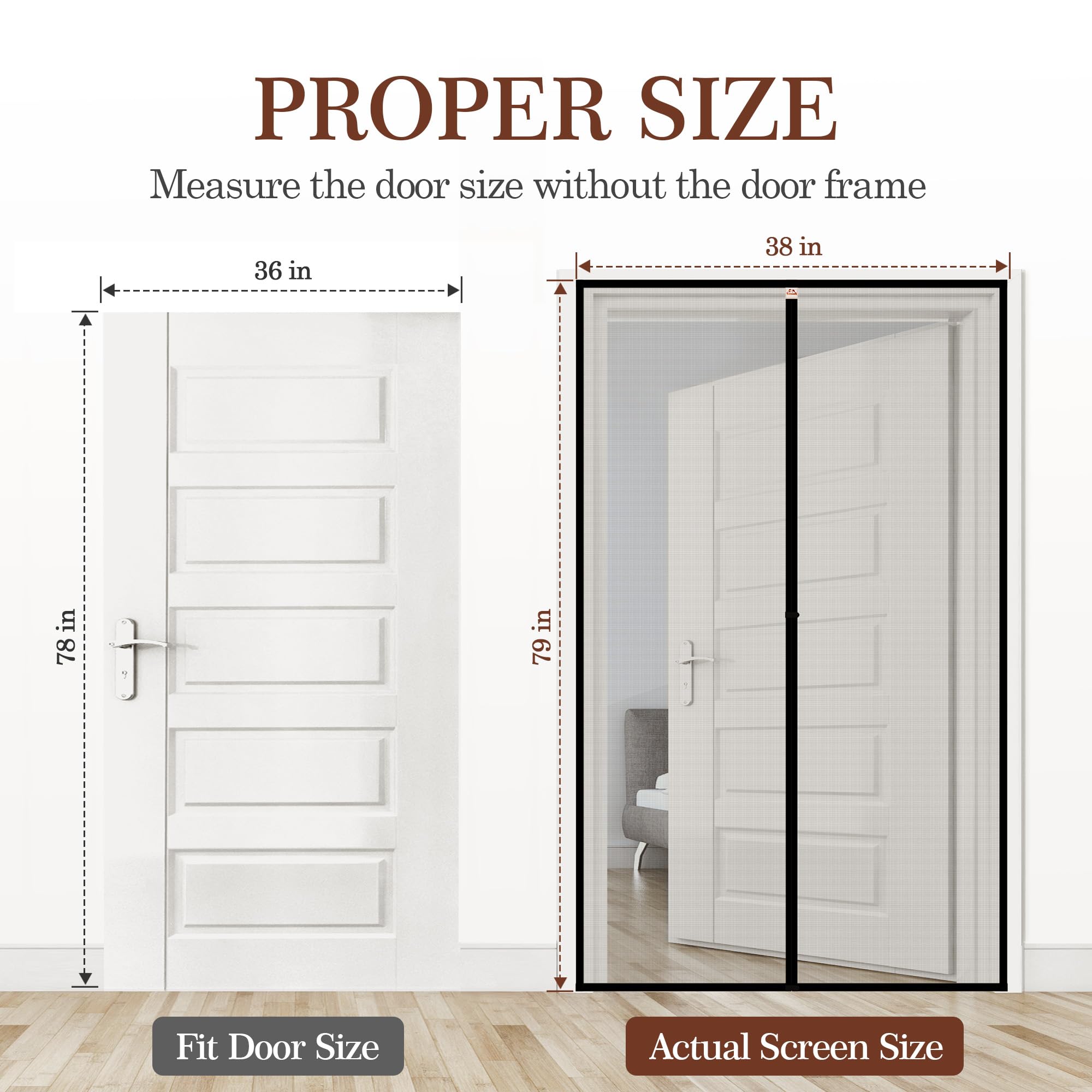 Yotache Magnetic Screen Door Fits Door Size 36 x 78, Screen Size