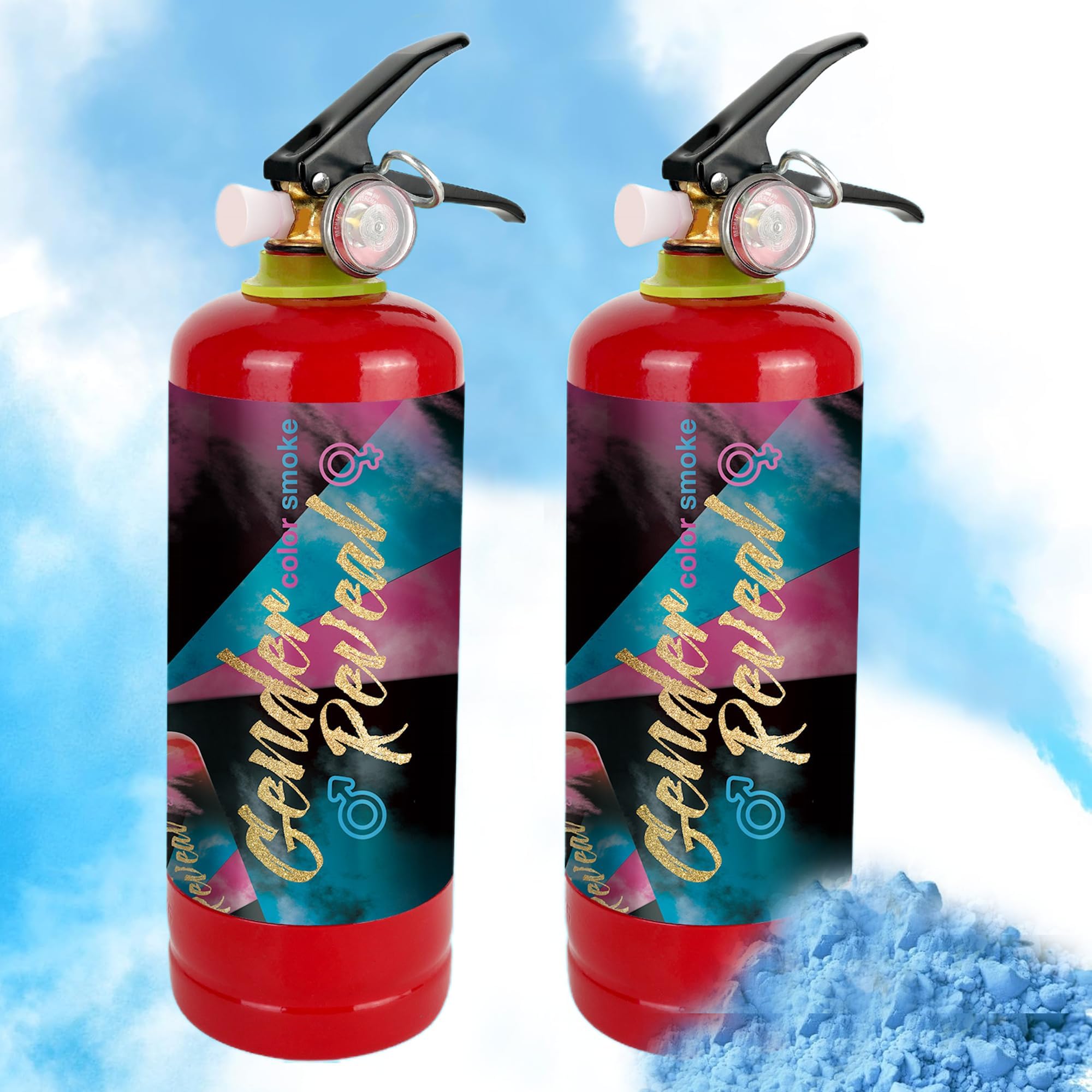 1KG Gender Reveal Smoke Cannons, Blue Gender Reveal Fire Extinguisher Smoke Bombs, Party Supplies, Launches up to 26ft