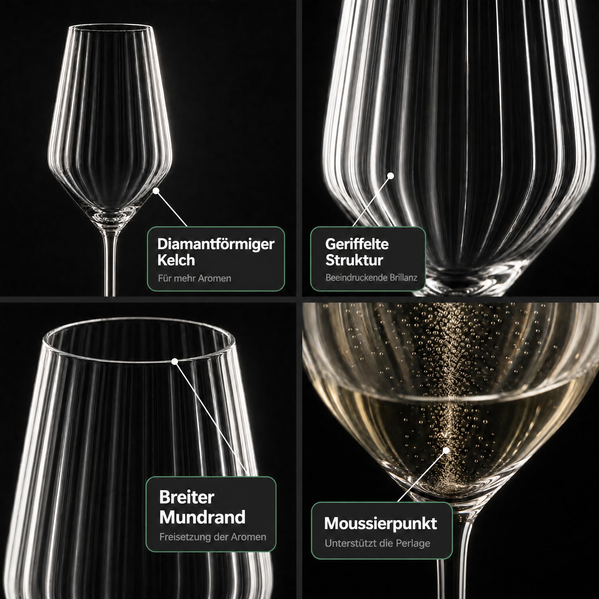 DPL Spiegelau LifeStyle Sektgläser 4er Set, 310 ml | Champagner Gläser aus Kristallglas, spülmaschinenfest, Moussierpunkt für feine Perlage, diamantförmiger Kelch