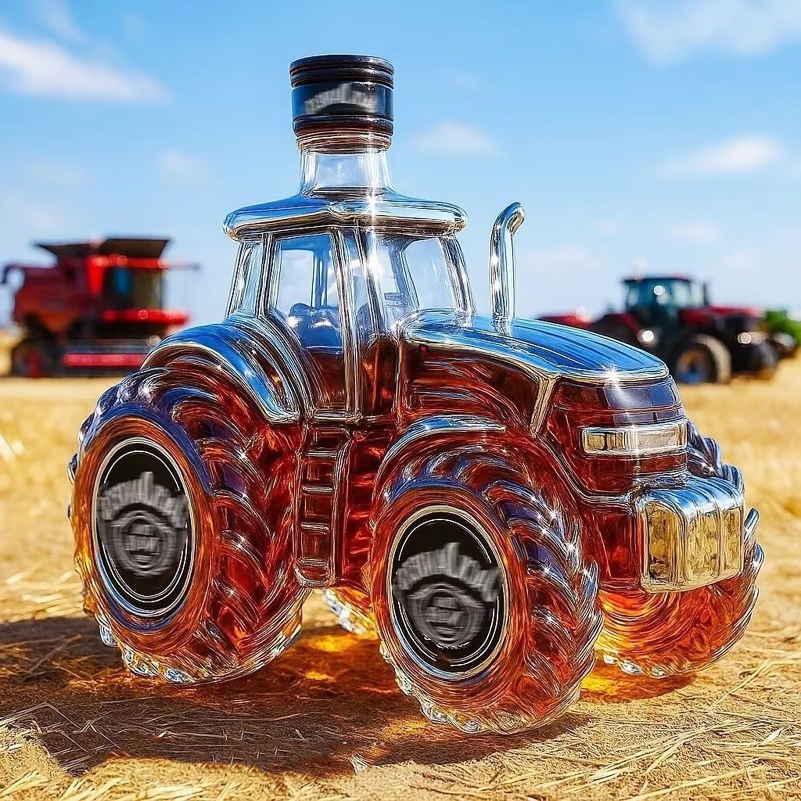 Carafe à Whisky En Forme De Voiture Tracteur 300ml - Bouteille Décorative Unique Soufflée Main