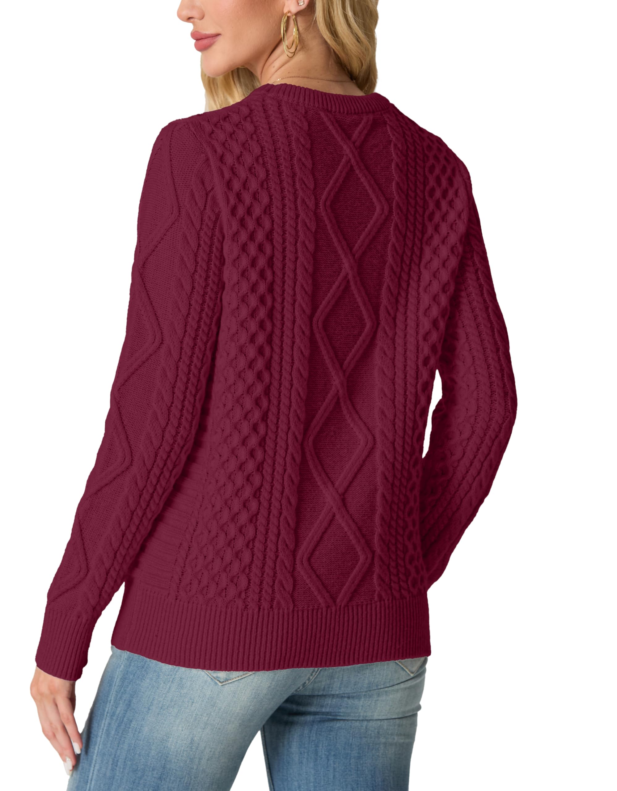GRECERELLE Maglione da donna girocollo lavorato a maglia a trecce maglioni da donna maglioni da donna UK maglione a maniche lunghe pullover top