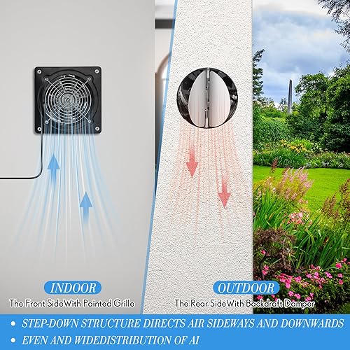 Miniatura 5 de Ventilador de escape de 6 pulgadas, 308 CFM, ventilador de escape de techo de cocina con interruptor, enchufe pequeño, amortiguador de garaje para