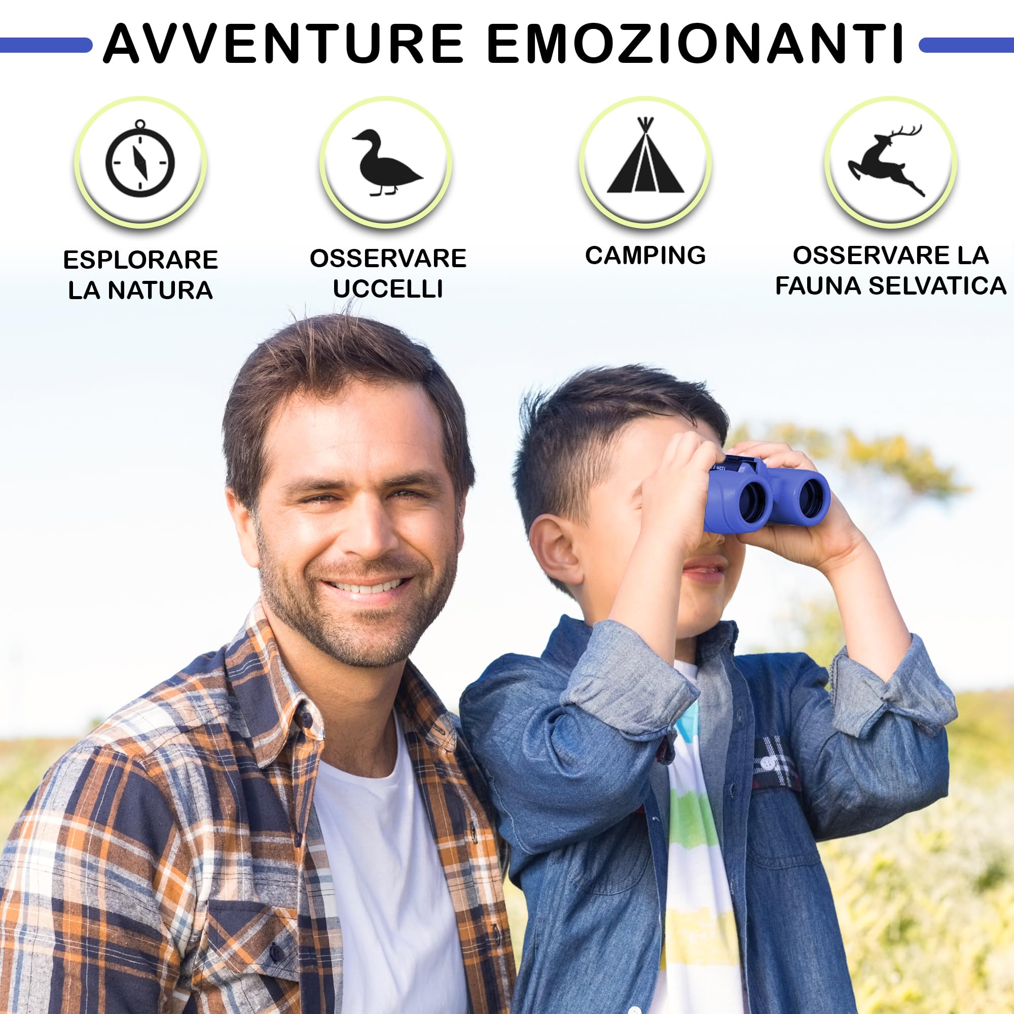 Binocolo Bambini - Regalo ottimale - pasqua - Forte ingrandimento 8X21 - Set Esploratore Completo con Lente d'Ingrandimento e Bussola - Giochi per bambino e bambina di 3-12 anni - La Pasqua