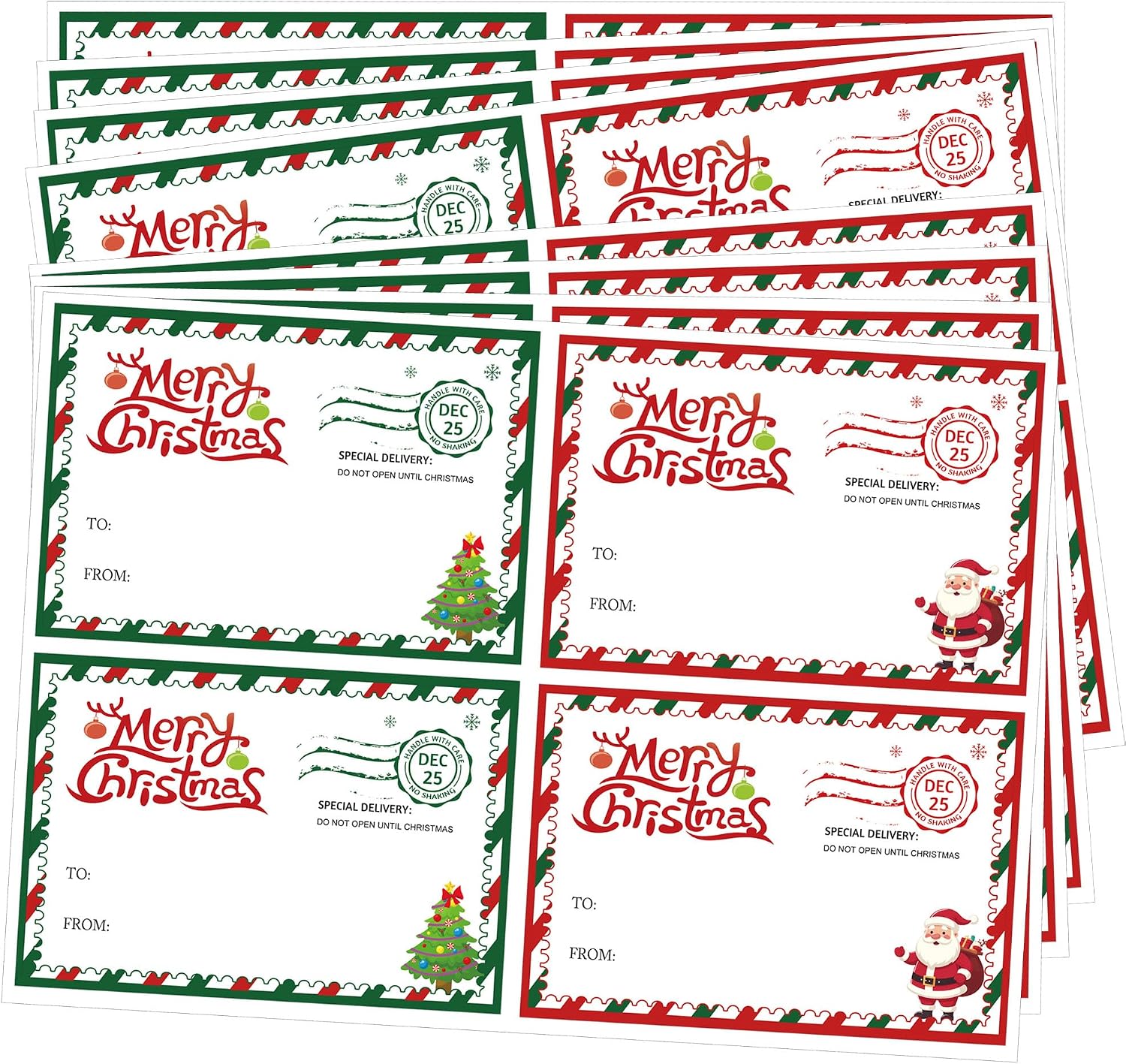 Merry Christmas Name Tags 120pcs to and from Santa Special Delivery Gift