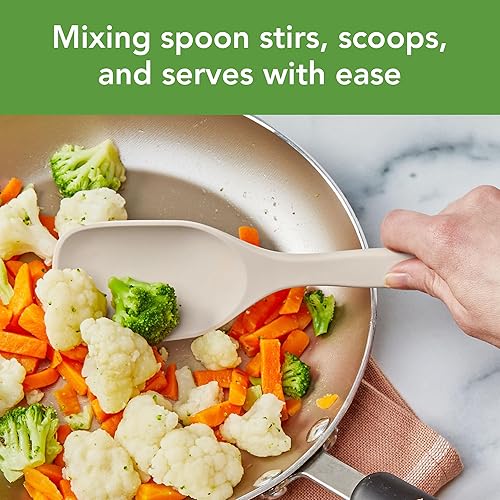 Miniatura 4 de Tovolo Elements All - Juego de 2 cucharas de silicona para mezclar y servir ranuradas, resistentes al calor a 600 F y seguras para utensilios de