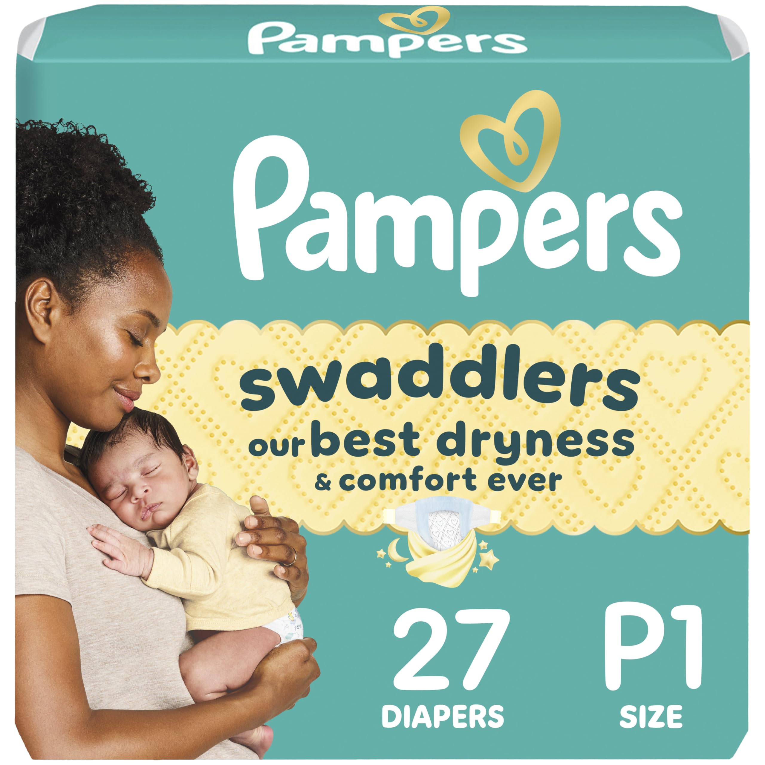 Pampers Baby Diapers - Swaddlers - Size P1, 27 Count, Ultra Absorbent Disposable Preemie Diaper