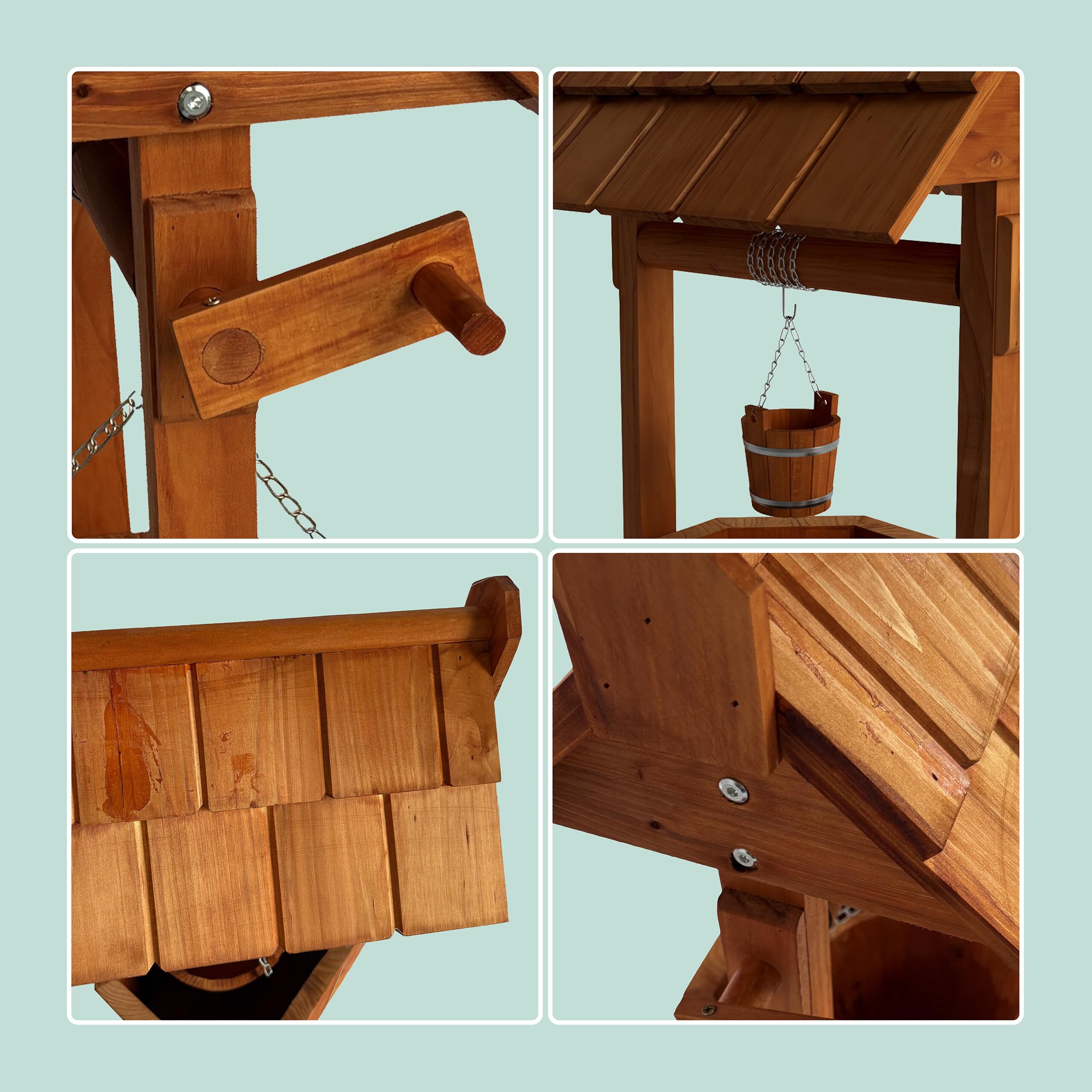 Relaxdays Puits décoratif Effet Brique pour Jardin, en Bois, Orange, 75 x 43 x 31 cm