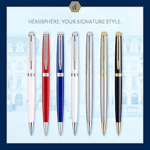 Miniatura 7 de Waterman Hemisphere - Bolígrafo negro mate con borde dorado, punta media con cartucho de tinta azul, caja de regalo