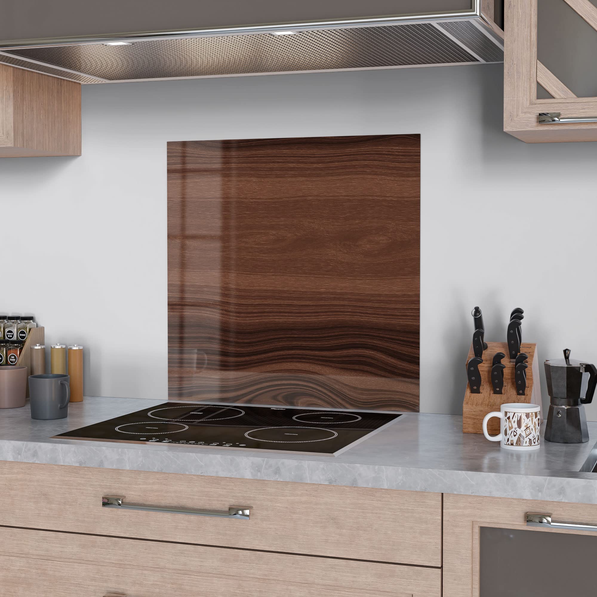 DEQORI Keukenachterwand van glas, motief gevuld kruidenrek, 100 x 50 cm, badkamer- of fornuisachterwand, fornuisblende spatbescherming voor keuken en badkamer, moderne decoratie voor tegelspiegels
