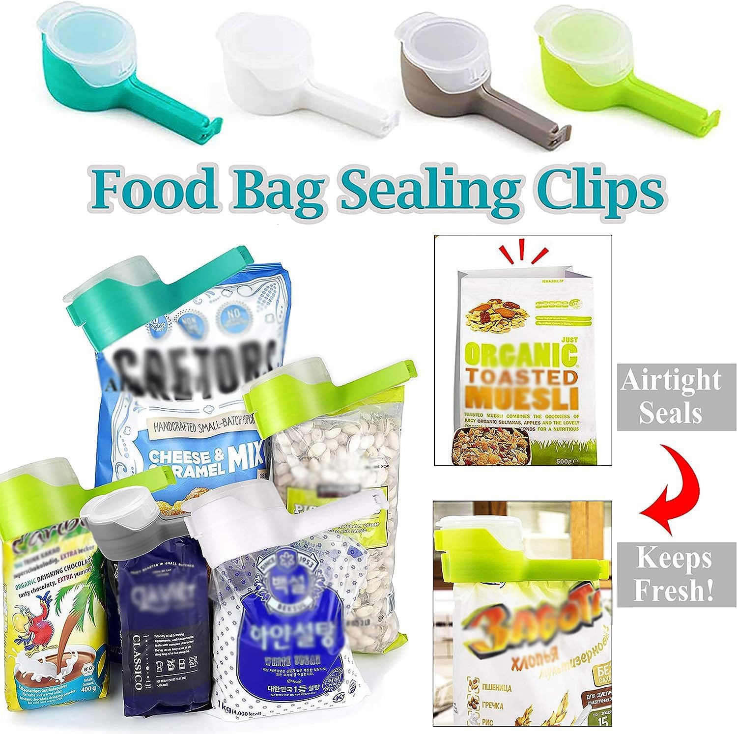 4/6 PCS Bag Clips With Pour Spout - Food Storage Sealing Clips For Kitchen Organization - View #14