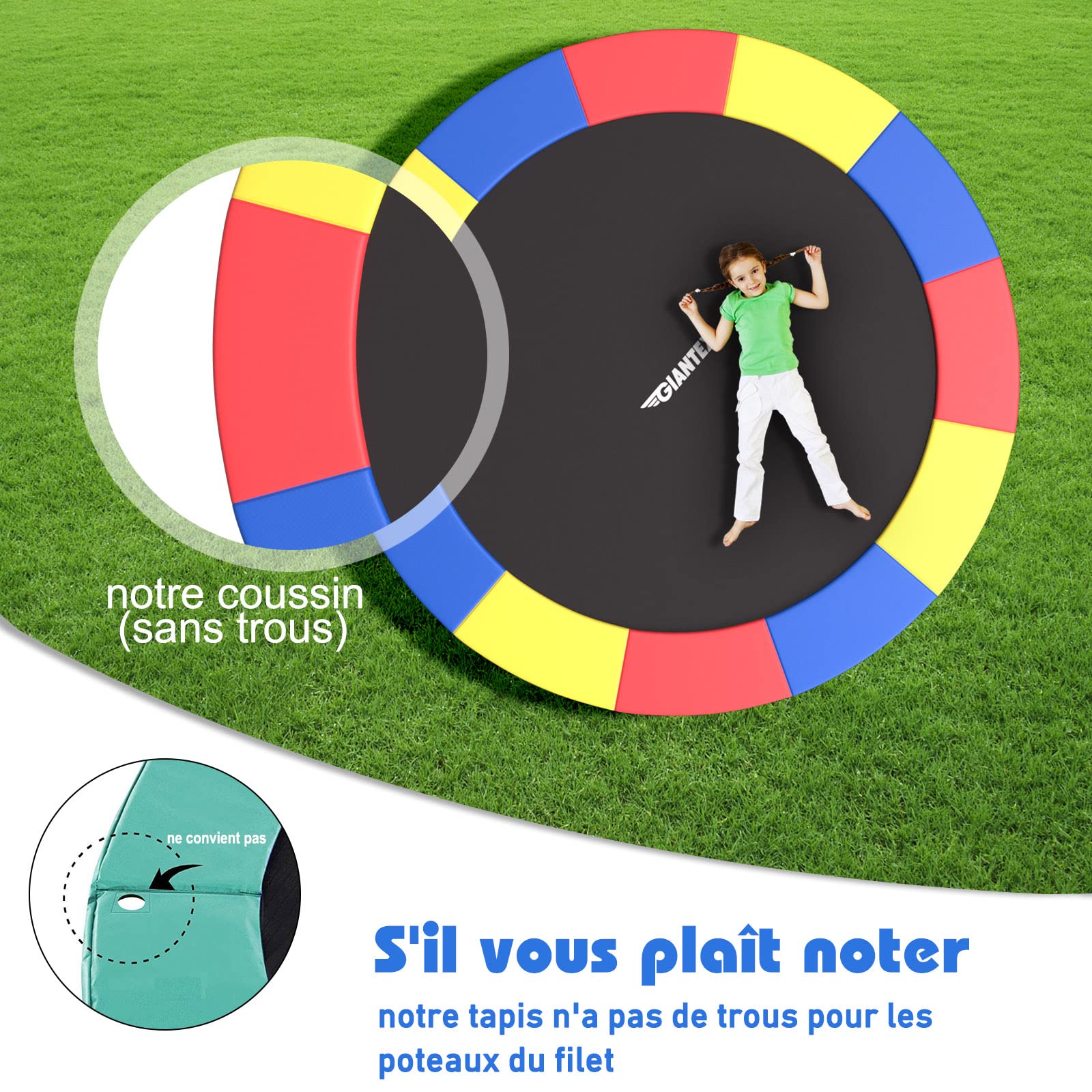 COSTWAY Coussin de Protection Trampoline Ø420 cm, Coussin de Sécurité de Remplacement, Couverture de Ressort pour Trampoline, Imperméable et Résistant aux Déchirures, Installation Facile