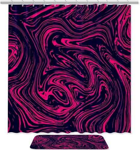 Juego de cortinas de ducha impermeables y tapetes de poliéster con ganchos de 708 x 708 pulgadas