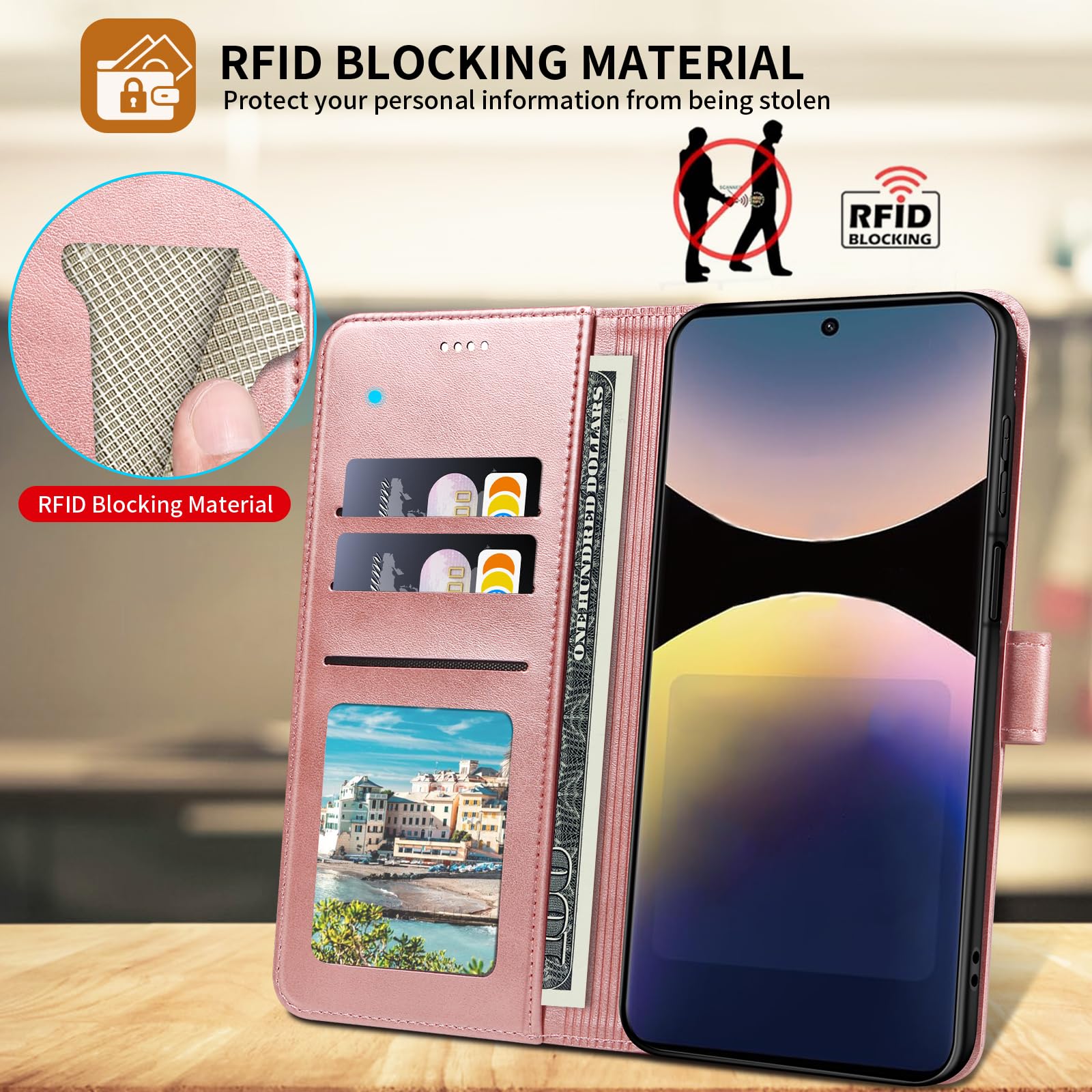 KIOTROUO Cover per Xiaomi Redmi Note 14 Pro 5G/Note 14 Pro+ 5G/Poco X7 Custodia Portafoglio, Flip Libro [Slot Schede] Premium Pelle PU Wallet Case con Porta Carte Slot, Magnetica, Funzione, Blu
