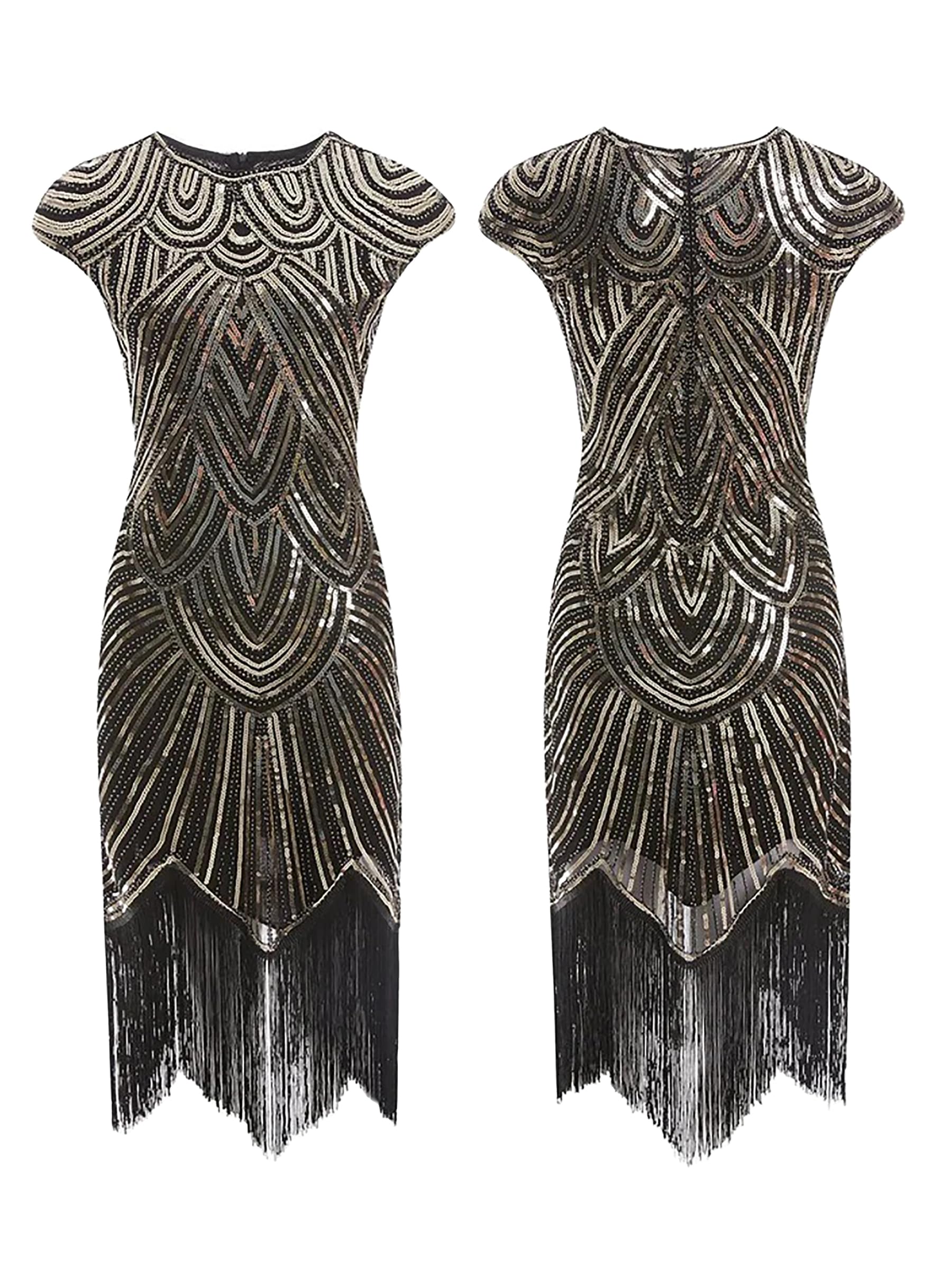 Figdaw Robe à franges à paillettes scintillantes pour femme pour bal de fin d'année, festival de musique